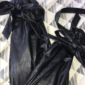 Leather paper bag pants